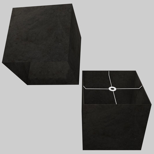 Square Lamp Shade - P55 - Black Lokta, 40cm(w) x 40cm(h) x 40cm(d)