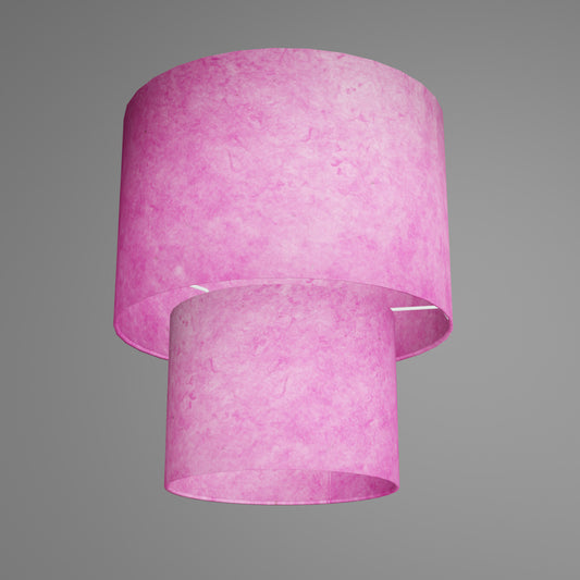 2 Tier Lamp Shade - P57 - Hot Pink Lokta, 30cm x 20cm & 20cm x 15cm