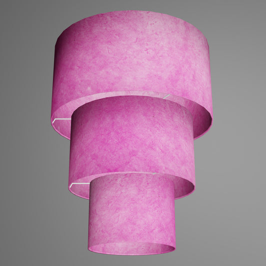 3 Tier Lamp Shade - P57 - Hot Pink Lokta, 40cm x 20cm, 30cm x 17.5cm & 20cm x 15cm