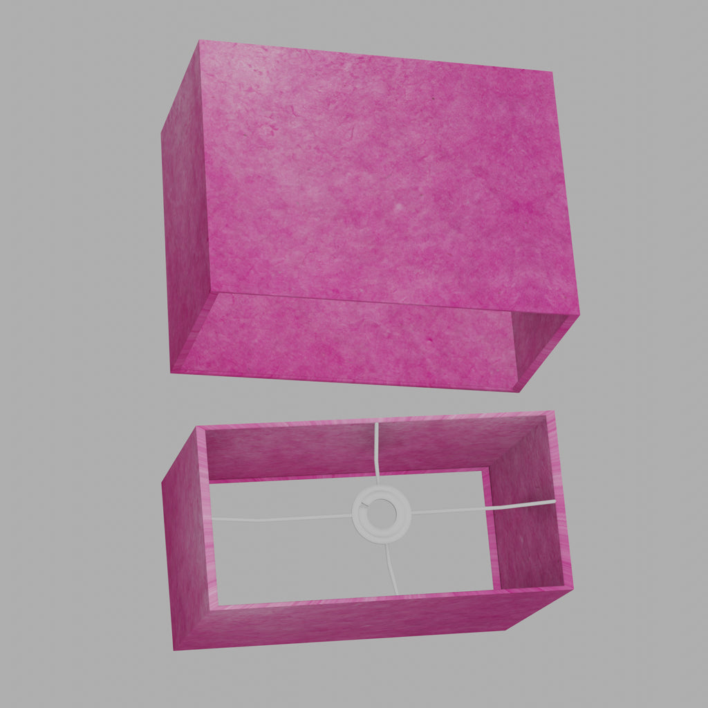 Rectangle Lamp Shade - P57 - Hot Pink Lokta, 40cm(w) x 30cm(h) x 20cm(d)