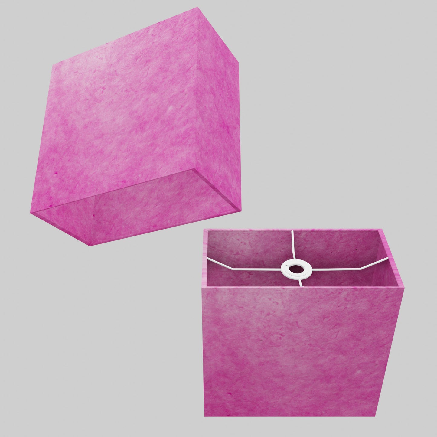 Rectangle Lamp Shade - P57 - Hot Pink Lokta, 30cm(w) x 30cm(h) x 15cm(d)