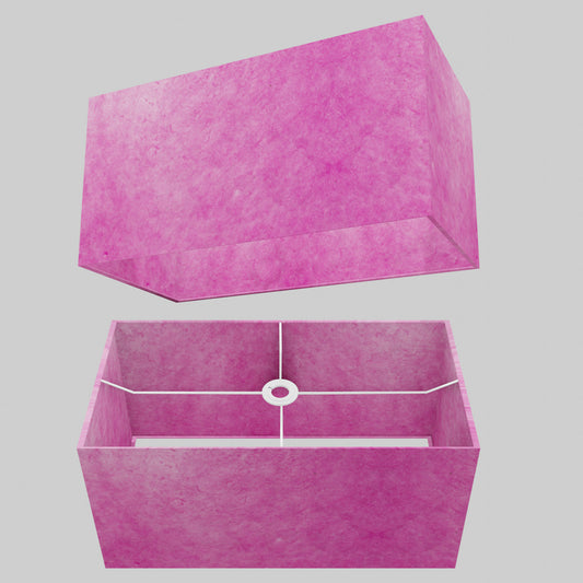 Rectangle Lamp Shade - P57 - Hot Pink Lokta, 50cm(w) x 25cm(h) x 25cm(d)