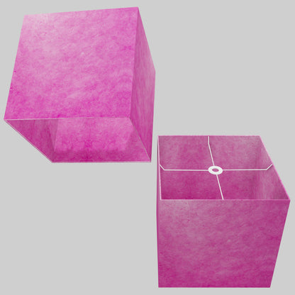 Square Lamp Shade - P57 - Hot Pink Lokta, 40cm(w) x 40cm(h) x 40cm(d)