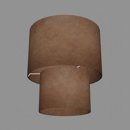 2 Tier Lamp Shade - P58 - Brown Lokta, 30cm x 20cm & 20cm x 15cm