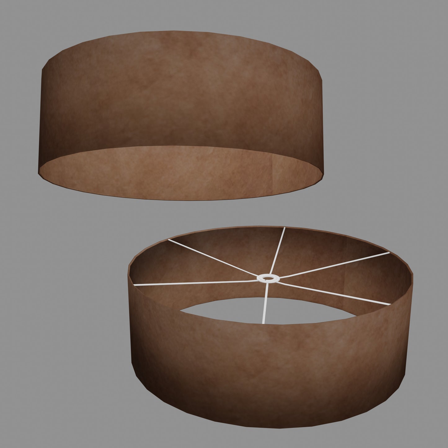 Drum Lamp Shade - P58 - Brown Lokta, 60cm(d) x 20cm(h)