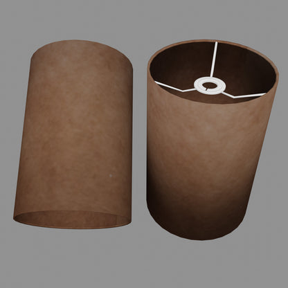 Drum Lamp Shade - P58 - Brown Lokta, 20cm(d) x 30cm(h)