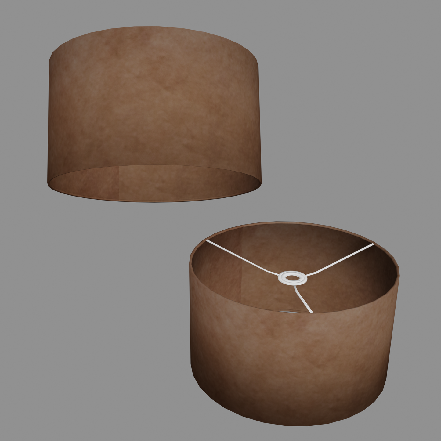 Drum Lamp Shade - P58 - Brown Lokta, 35cm(d) x 20cm(h)