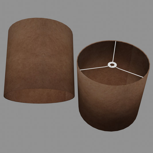 Drum Lamp Shade - P58 - Brown Lokta, 40cm(d) x 40cm(h)