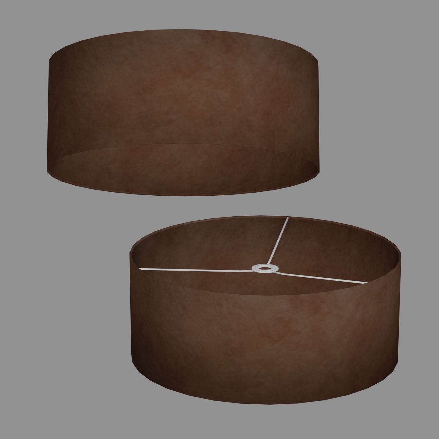 Drum Lamp Shade - P58 - Brown Lokta, 50cm(d) x 20cm(h)