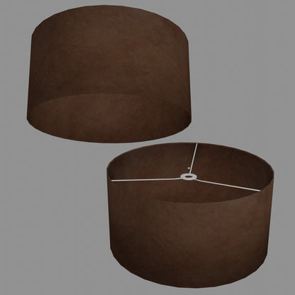 Drum Lamp Shade - P58 - Brown Lokta, 50cm(d) x 25cm(h)