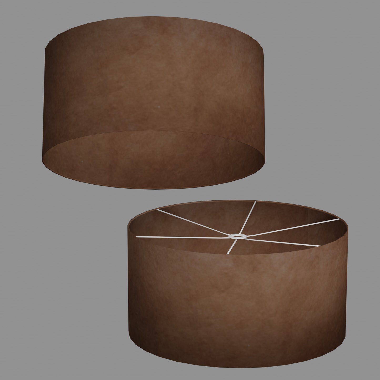 Drum Lamp Shade - P58 - Brown Lokta, 60cm(d) x 30cm(h)