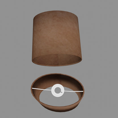 Oval Lamp Shade - P58 - Brown Lokta, 20cm(w) x 20cm(h) x 13cm(d)