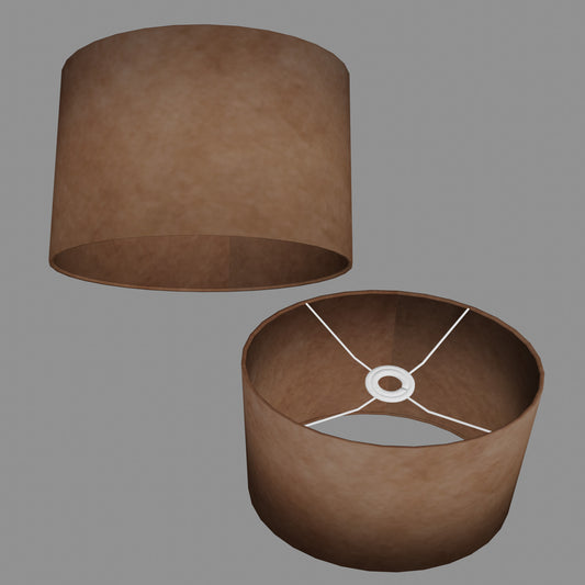 Oval Lamp Shade - P58 - Brown Lokta, 30cm(w) x 20cm(h) x 22cm(d)