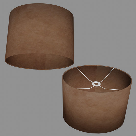 Oval Lamp Shade - P58 - Brown Lokta, 40cm(w) x 30cm(h) x 30cm(d)