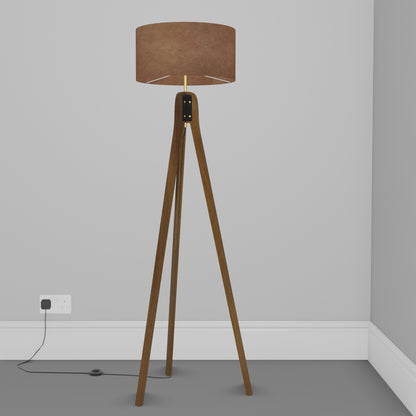 Sapele Tripod Floor Lamp - P58 - Brown Lokta