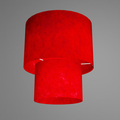 2 Tier Lamp Shade - P60 - Red Lokta, 30cm x 20cm & 20cm x 15cm