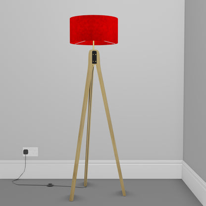 Oak Tripod Floor Lamp - P60 - Red Lokta