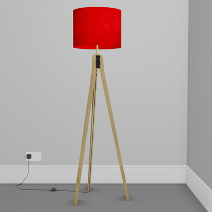 Oak Tripod Floor Lamp - P60 - Red Lokta
