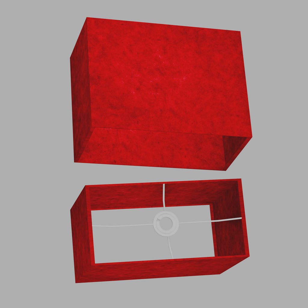 Rectangle Lamp Shade - P60 - Red Lokta, 40cm(w) x 30cm(h) x 20cm(d)