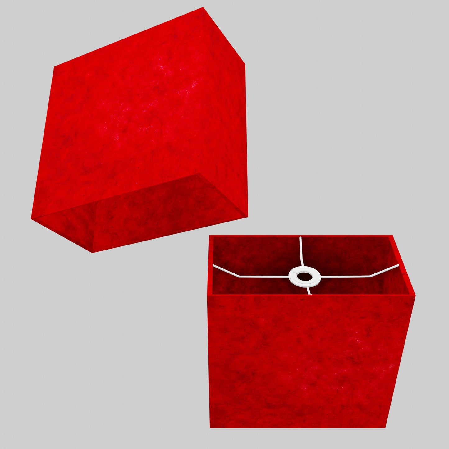 Rectangle Lamp Shade - P60 - Red Lokta, 30cm(w) x 30cm(h) x 15cm(d)