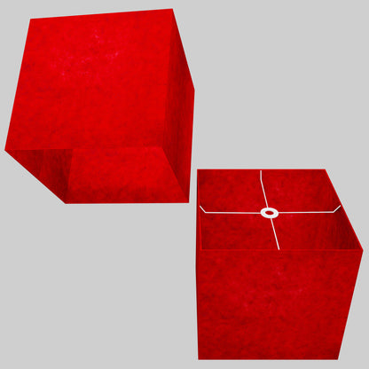Square Lamp Shade - P60 - Red Lokta, 40cm(w) x 40cm(h) x 40cm(d)