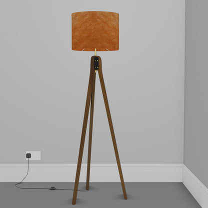 Sapele Tripod Floor Lamp - P63 - Terracotta Lokta