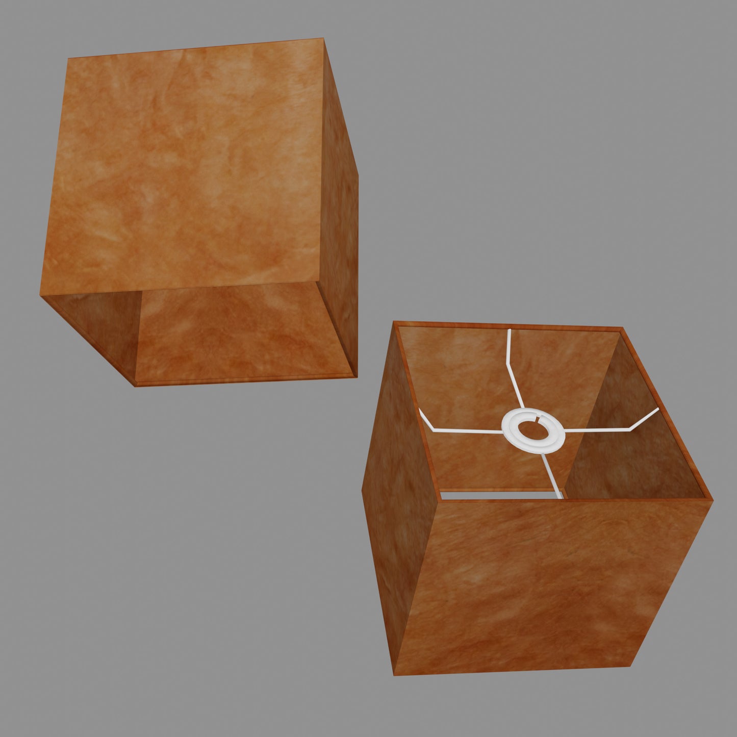 Square Lamp Shade - P63 - Terracotta Lokta, 20cm(w) x 20cm(h) x 20cm(d)