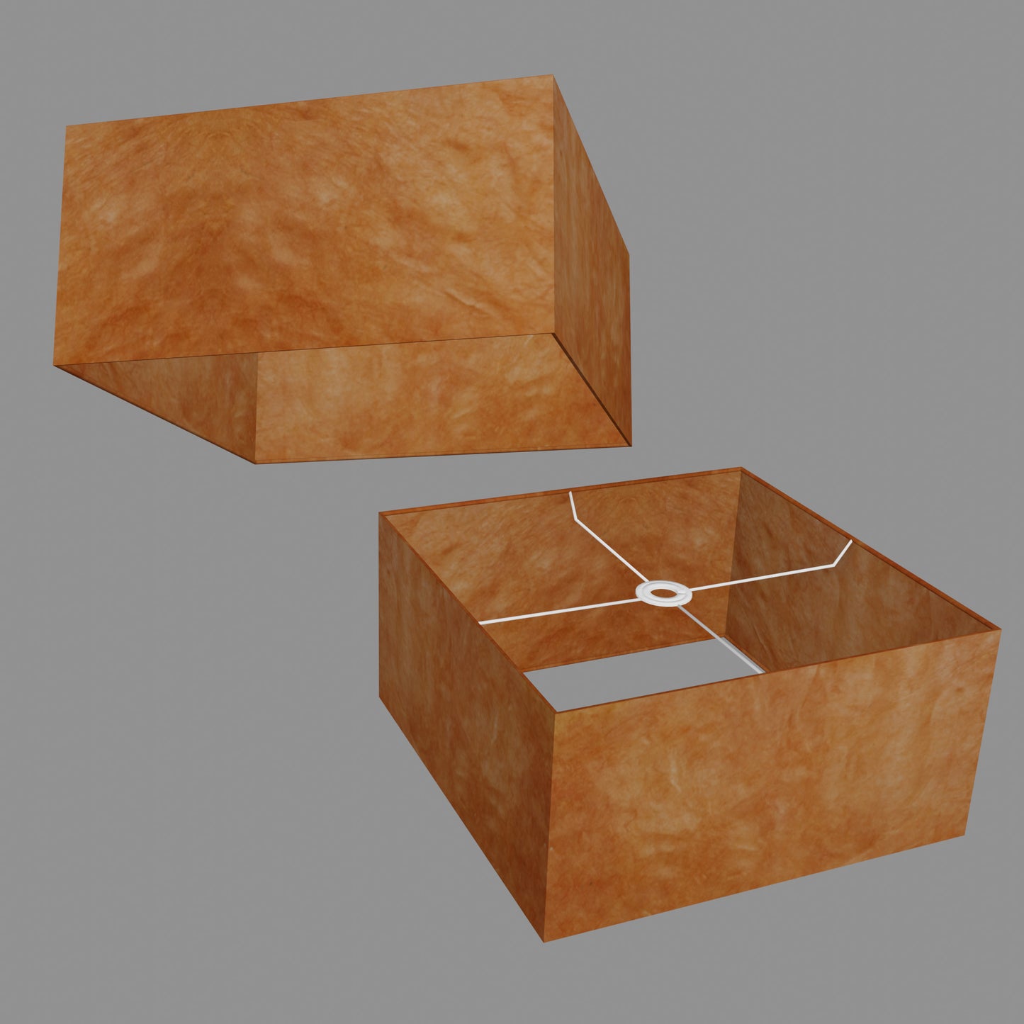Square Lamp Shade - P63 - Terracotta Lokta, 40cm(w) x 20cm(h) x 40cm(d)