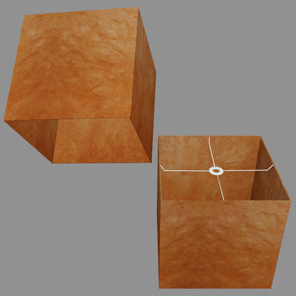 Square Lamp Shade - P63 - Terracotta Lokta, 40cm(w) x 40cm(h) x 40cm(d)
