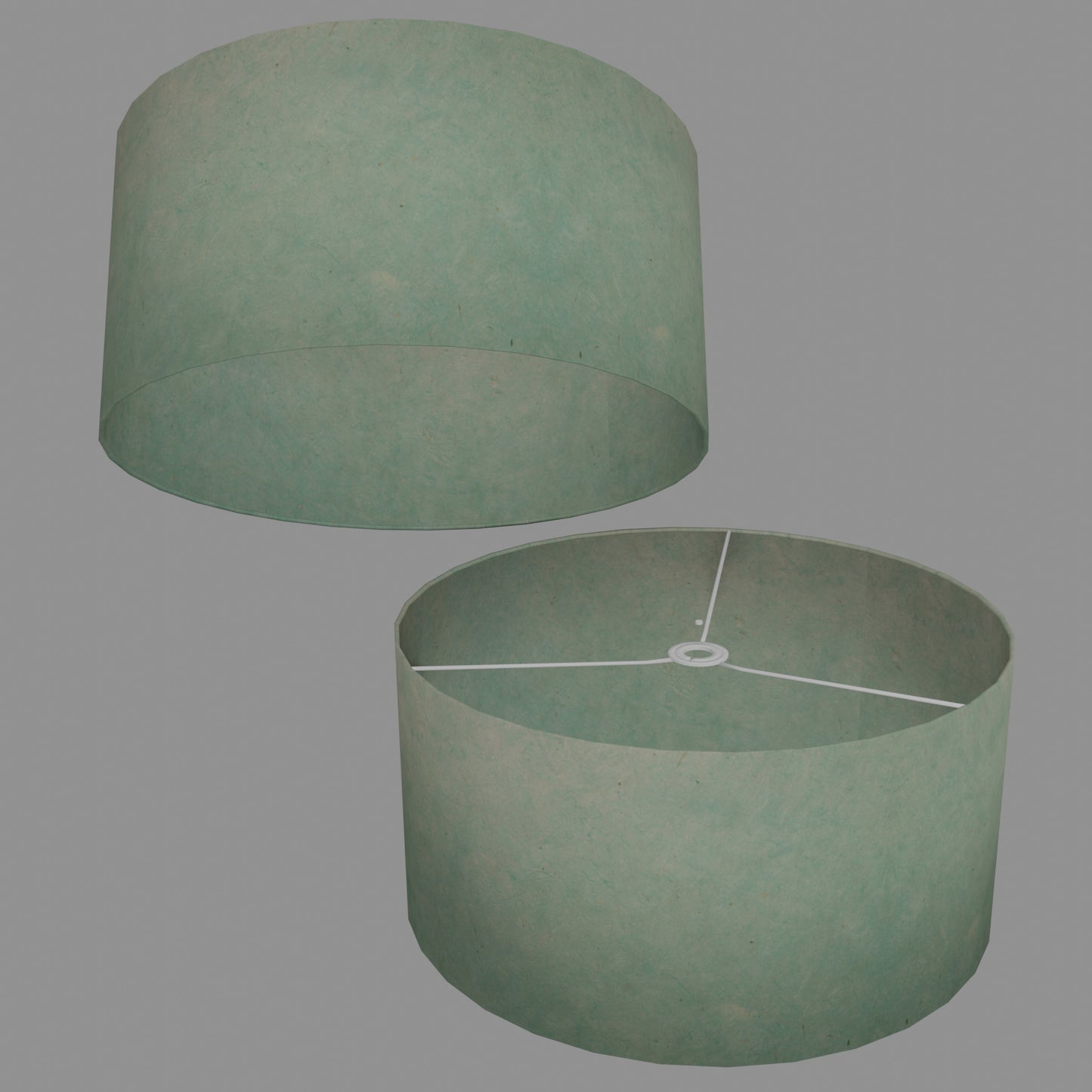 Drum Lamp Shade - P65 - Turquoise Lokta, 50cm(d) x 25cm(h)