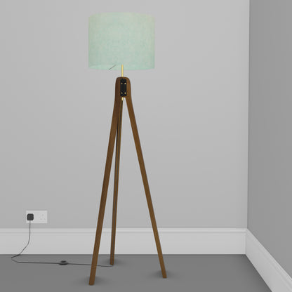 Sapele Tripod Floor Lamp - P65 - Turquoise Lokta