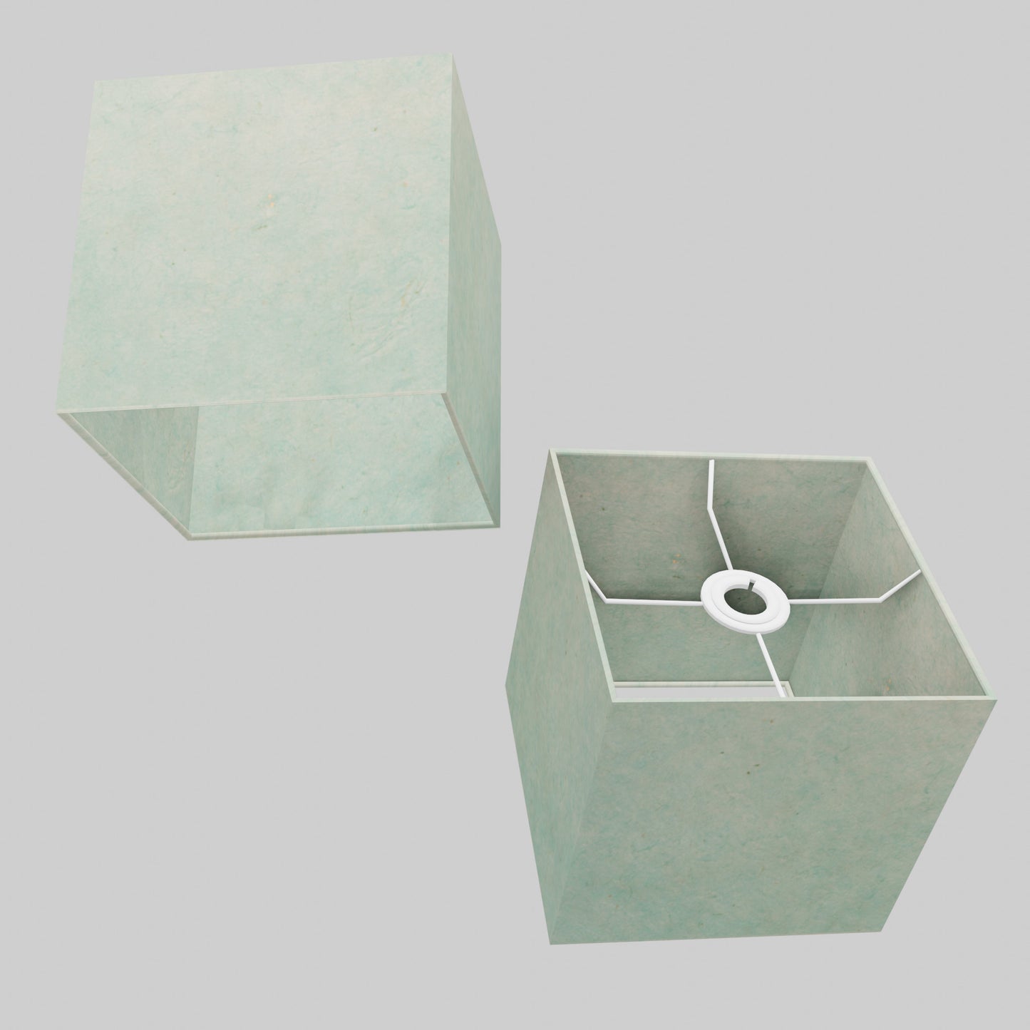 Square Lamp Shade - P65 - Turquoise Lokta, 20cm(w) x 20cm(h) x 20cm(d)