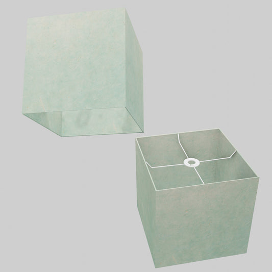 Square Lamp Shade - P65 - Turquoise Lokta, 30cm(w) x 30cm(h) x 30cm(d)