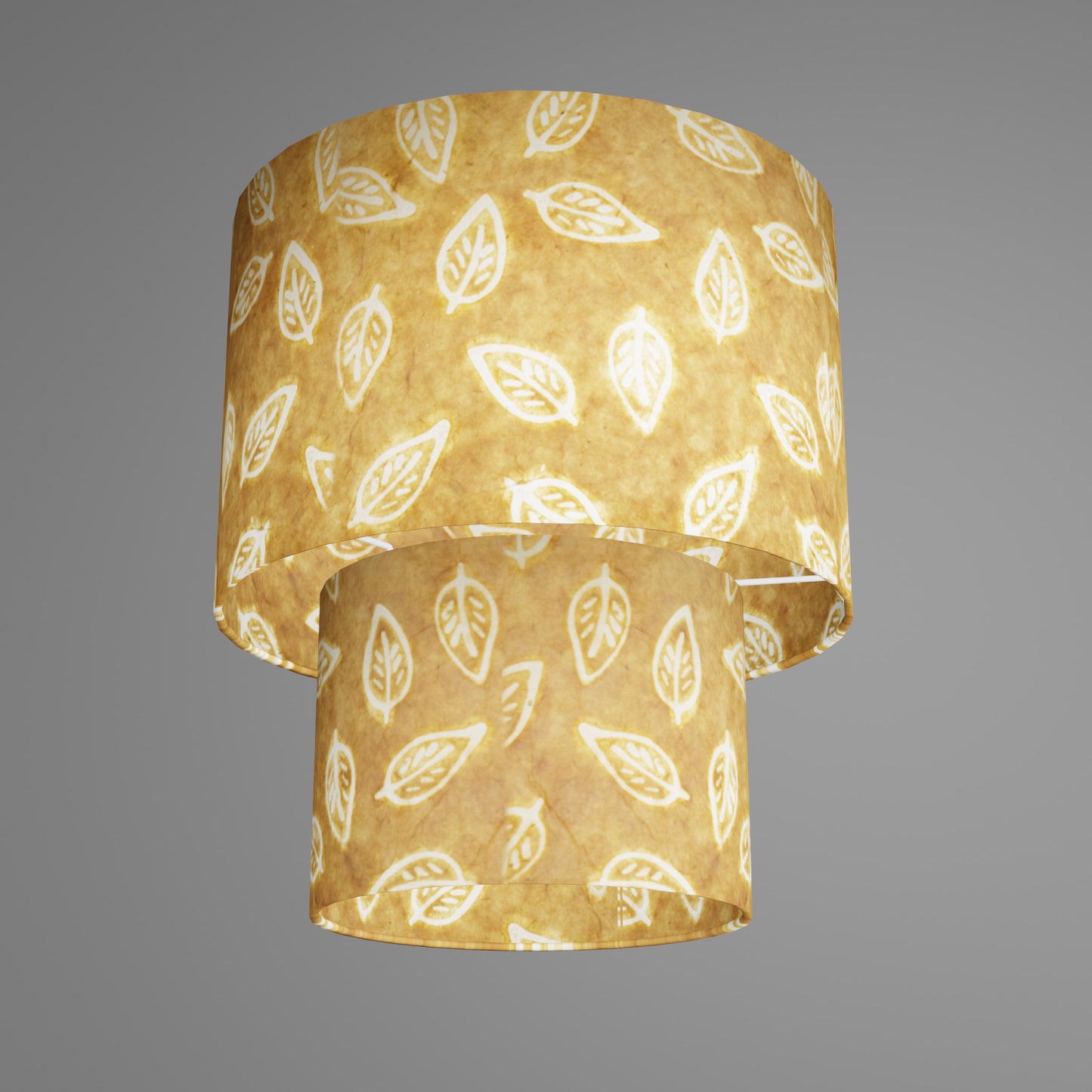 2 Tier Lamp Shade - P66 - Batik Leaf on Camel, 30cm x 20cm & 20cm x 15cm