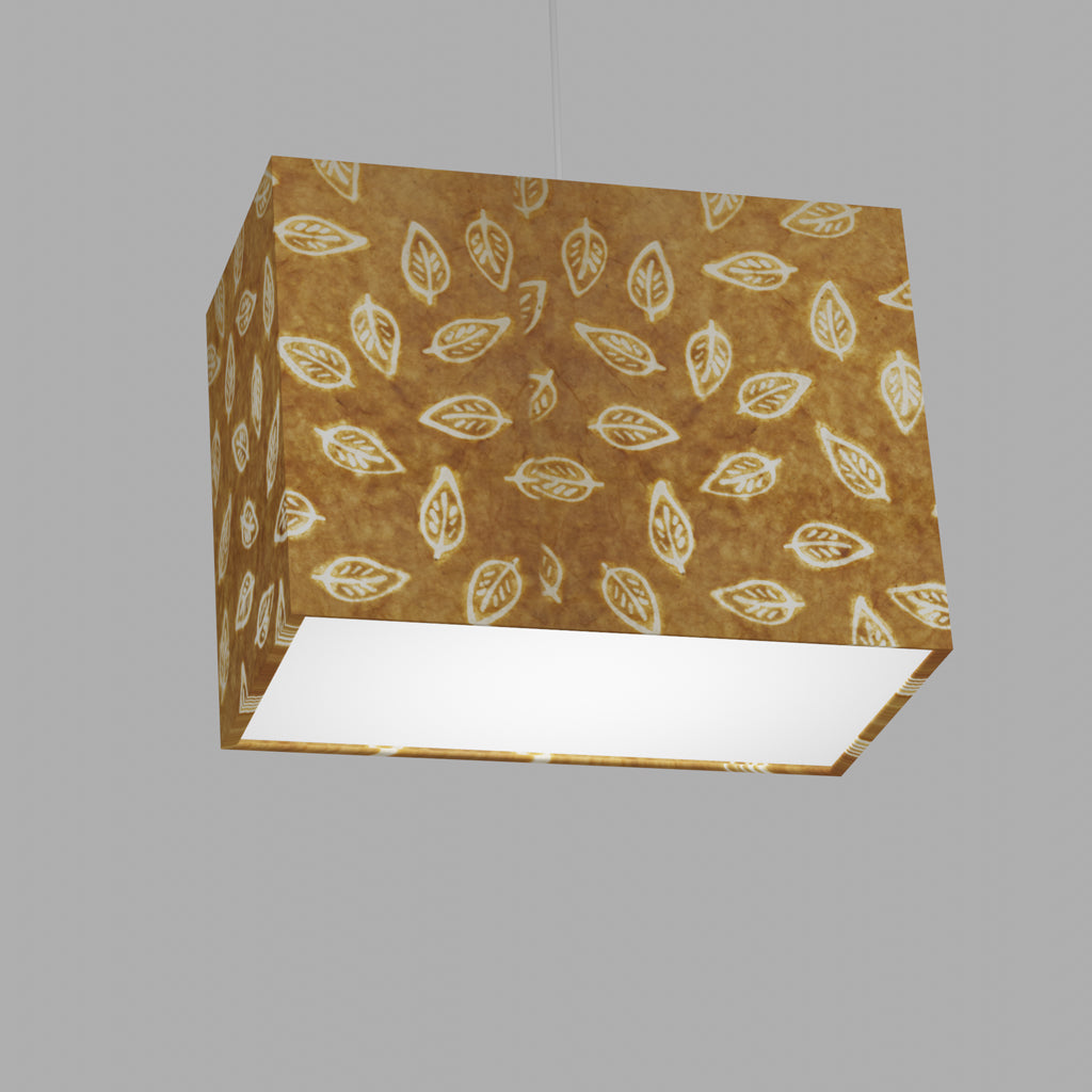 Rectangle Lamp Shade - P66 - Batik Leaf on Camel, 40cm(w) x 30cm(h) x 20cm(d)