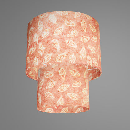 2 Tier Lamp Shade - P67 - Batik Leaf on Pink, 30cm x 20cm & 20cm x 15cm