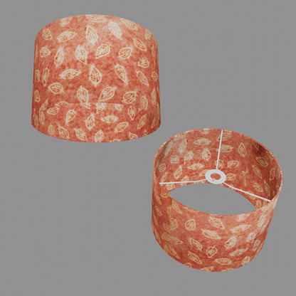Drum Lamp Shade - P67 - Batik Leaf on Pink, 30cm(d) x 20cm(h)