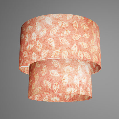 2 Tier Lamp Shade - P67 - Batik Leaf on Pink, 40cm x 20cm & 30cm x 15cm
