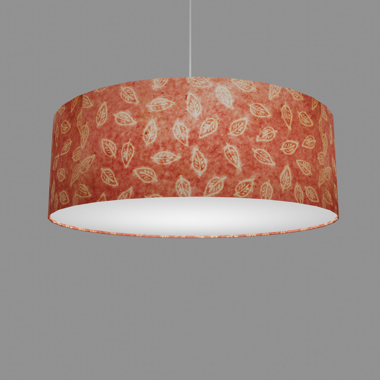 Drum Lamp Shade - P67 - Batik Leaf on Pink, 60cm(d) x 20cm(h)