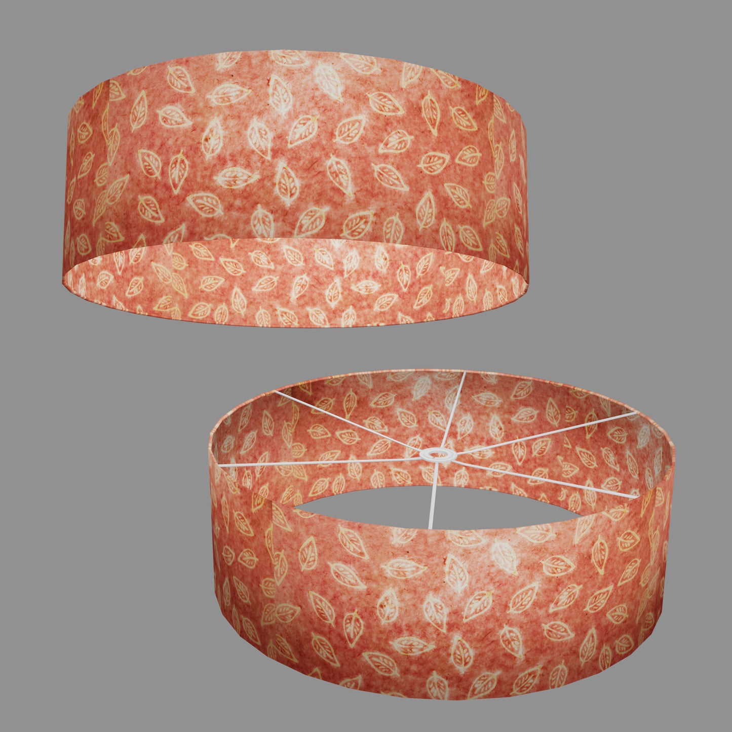 Drum Lamp Shade - P67 - Batik Leaf on Pink, 60cm(d) x 20cm(h)