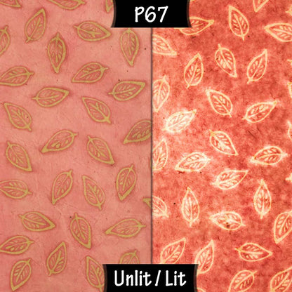 Drum Lamp Shade - P67 - Batik Leaf on Pink, 40cm(d) x 30cm(h)