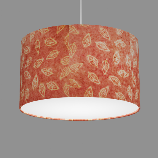 Drum Lamp Shade - P67 - Batik Leaf on Pink, 35cm(d) x 20cm(h)