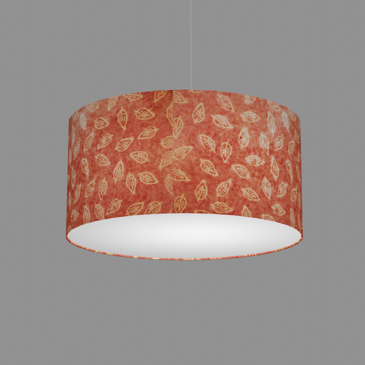 Drum Lamp Shade - P67 - Batik Leaf on Pink, 50cm(d) x 25cm(h)