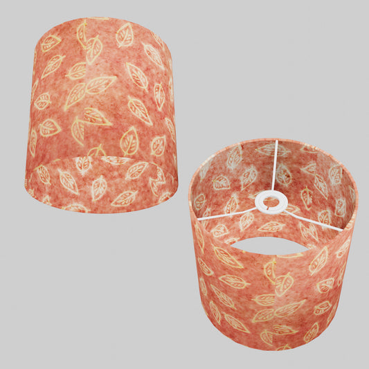 Drum Lamp Shade - P67 - Batik Leaf on Pink, 25cm x 25cm