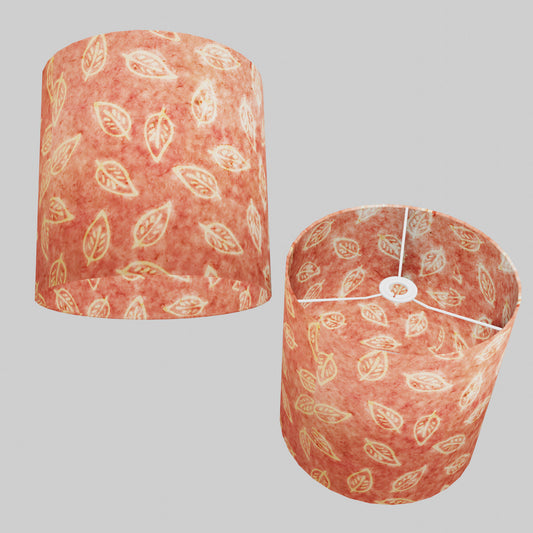 Drum Lamp Shade - P67 - Batik Leaf on Pink, 30cm(d) x 30cm(h)