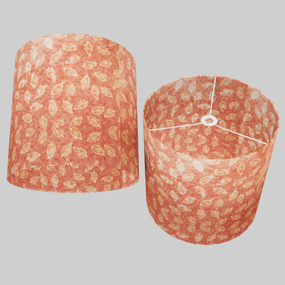 Drum Lamp Shade - P67 - Batik Leaf on Pink, 40cm(d) x 40cm(h)