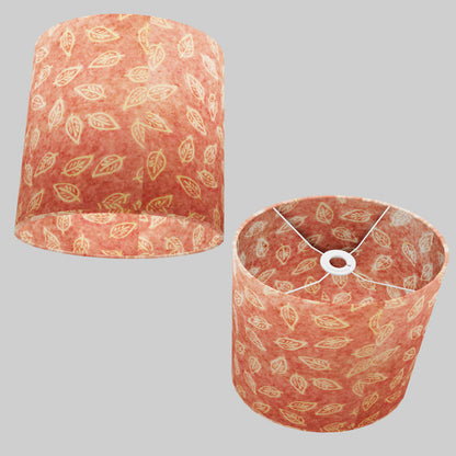 Oval Lamp Shade - P67 - Batik Leaf on Pink, 30cm(w) x 30cm(h) x 22cm(d)