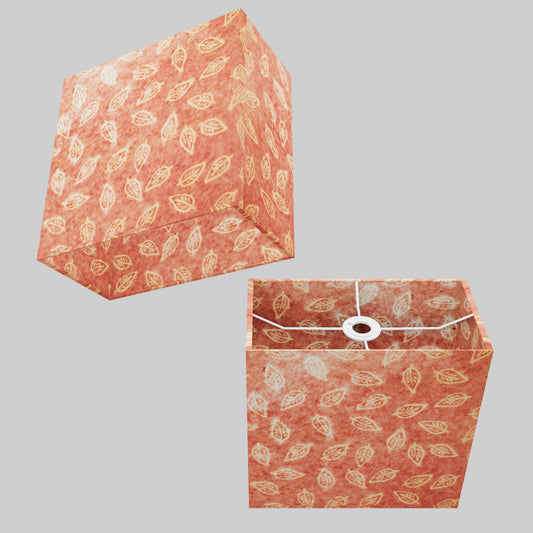 Rectangle Lamp Shade - P67 - Batik Leaf on Pink, 30cm(w) x 30cm(h) x 15cm(d)