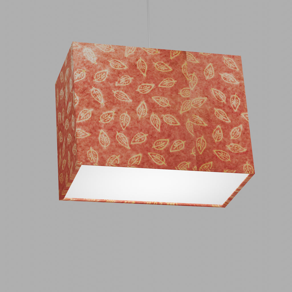 Rectangle Lamp Shade - P67 - Batik Leaf on Pink, 40cm(w) x 30cm(h) x 20cm(d)
