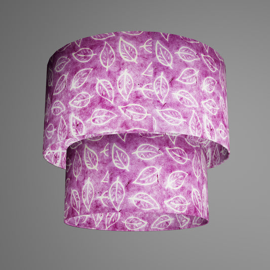 2 Tier Lamp Shade - P68 - Batik Leaf on Purple, 40cm x 20cm & 30cm x 15cm